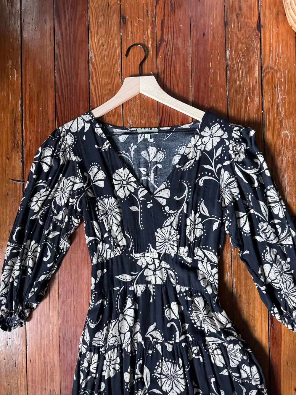 Z Supply Black Maxi Dress with Cream Floral Print - Picture 5 of 6